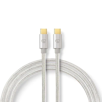 Kabelis USB Nedis USB-C - USB-C 2 m Sidabrinė (CCTB60700AL20)