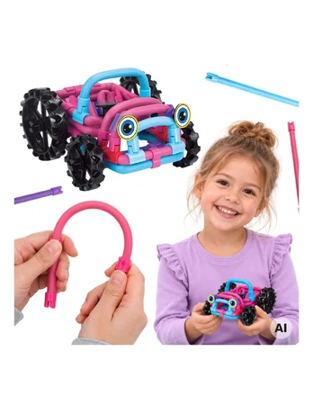 WOOPIE Soften 3D Construction Blocks 44 Pieces Pink Off-Road Vehicle