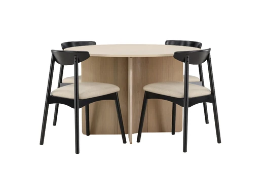 Tyresö Table ø120 - Whitewash with Ven Chair - Black