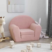 Vaikiška sofa-lova, rožinės spalvos, minkštas pliušas kaina