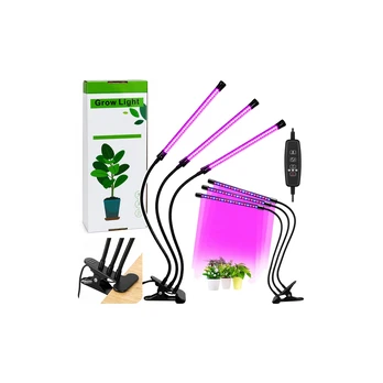 Lean LED lamp for growing and illuminating plants, triple modules, clip