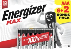 Energizer battery Alkaline Max AAA DHP8 6+2 kaina