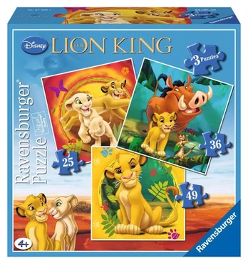 Ravensburger 3 dėlionės „Disney Liūtas karalius“, 25–49 det., nuo 4 m.