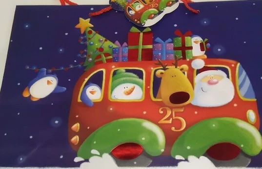 L pločio dovanų maišelis kalėdinis autobusiukas