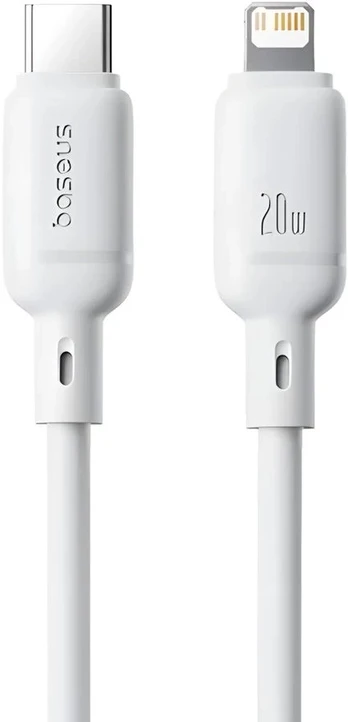Laidas Baseus Silky Series P10377700213-01, USB Type C/Lightning, 200 cm, balta sp., 20 W