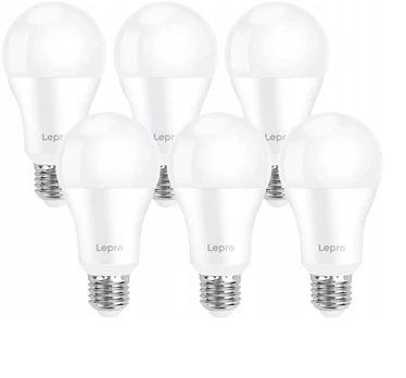 LEPRO 100080-DW-EU-6 LED Bulb, E27, A60, 13W (100W), 1521 lm, 6500K, 180°, 6-pack