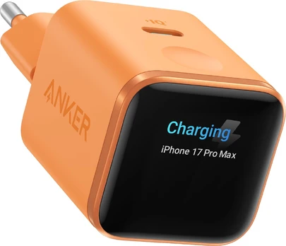 Anker Nano Charger 45W, Smart Display, Orange | 24 pin USB-C