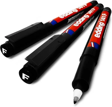 Edding 141f permanentinis žymeklis - Fine 0.6mm antgalis - 3 juodų vnt.