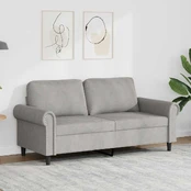 Dvivietė sofa, šviesiai pilkos spalvos, 140cm, aksomas kaina