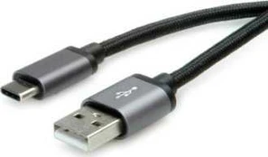 Kabelis USB Roline USB-A - USB-C 0.8 m Juodas