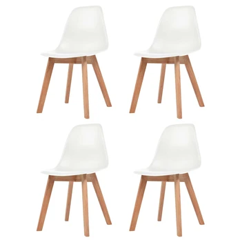Valgomojo kėdės, 4vnt., baltos spalvos, plastikas