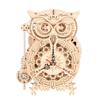 Medinis 3D galvosūkis TM Varvikas Owl Clock RK004e