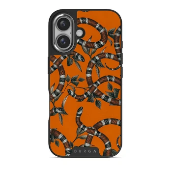 Bitter Apricot - Snake iPhone 16 Case, Elite Dark (MagSafe) / Silver