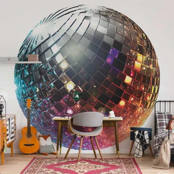 Artgeist Apvalus fototapetas - Sidabrinis disco ball