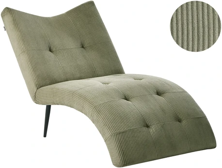 Sofa Beliani Šezlongas QUILLY velvetinis žalias