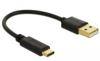 KABELIS USB-C(M)->USB-A(M) 2.0 0.15M Juodas DELOCK