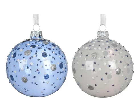 Christmas Tree toy Decoris Dots. transparent/mėlynas. glass