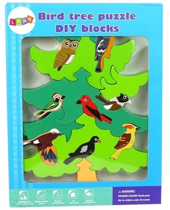 Medinė dėlionė Lean Toys Tree With Birds