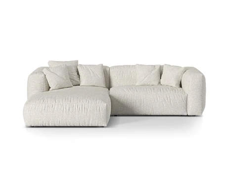 Boucle Modular Left Corner Sofa, "Martina", 2 Seats, 280x176x75, Grey Beige Melange