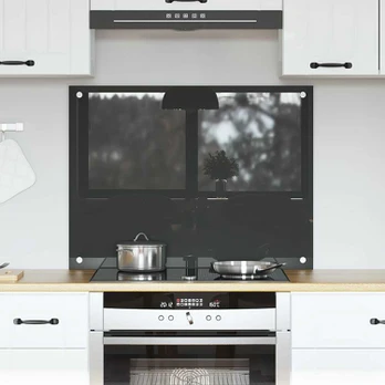 Virtuvės Backsplash Tamsiai Pilkas - 80x60x0.6 cm Grūdintas Stiklas