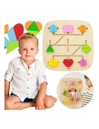 Viga Toys VIGA Wall Activity Panel with 16 Movable Elements