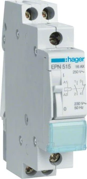 Hager Impulse Relay 16A 230V AC 110V DC 1NO+1NC (EPN515)