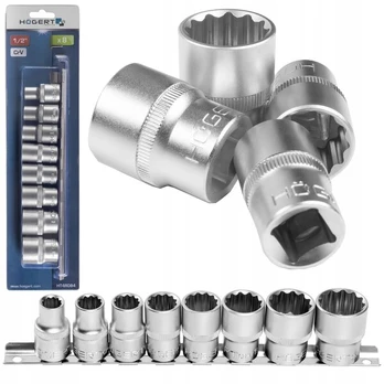 Hogert Ht4r084 12-kampių lizdinių raktų rinkinys, 1/2", 8 vnt.