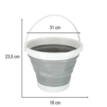 Sulankstomas silikoninis kibiras 10 l Pilkas