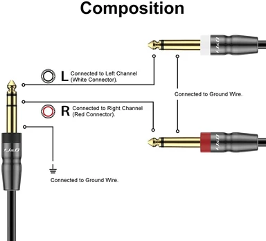 1/4" Trs į 2x 6.35mm Ts Stereo Y Splitter Kabelis, 4.5m