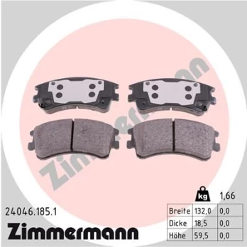 Stabdžių trinkelių rinkinys, diskinis stabdys ZIMMERMANN 24046.185.1