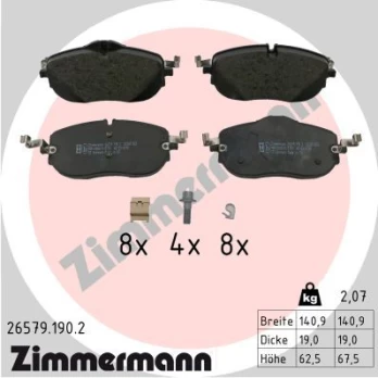 Stabdžių trinkelių rinkinys, diskinis stabdys ZIMMERMANN 26579.190.2