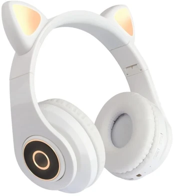 Ausinės Belaidės Ausinės With Cat Ears, spalva: balta