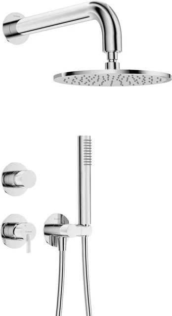 Concealed shower set with overhead shower