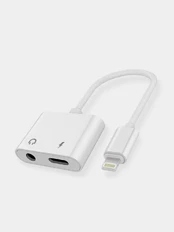 Riff J-009 Audio Adapter Lightning to 3.5mm Jack Aux + Lightning Charging Adapter kaina