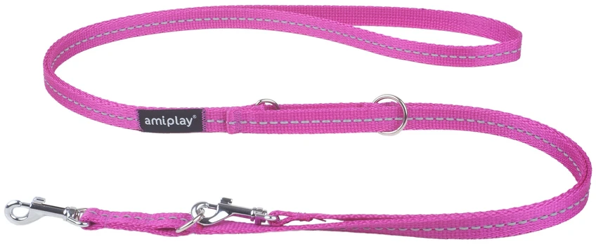 Pavadėlis Amiplay Reflective, rožinis, 1-2m x 1.5cm