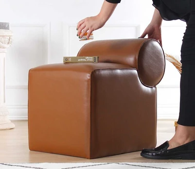 Pouffe Rohin Deri Puf - Brown