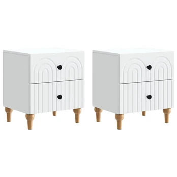 Šalia lovos spintelė su stalčių 2 pcs Balta 43 x 34,5 x 48 cm