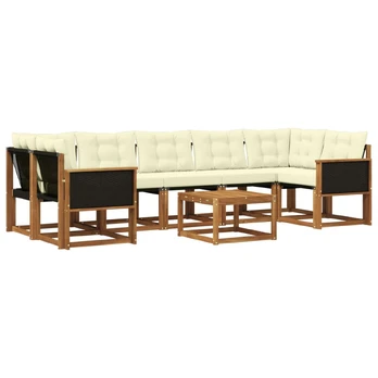 Lauko sofos komplektas su pagalve 8 pcs Natūralus ir grietinėlė