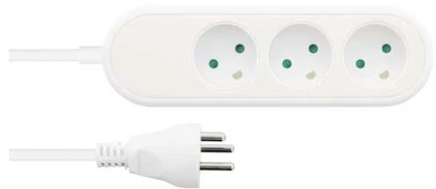 Nordic Quality Danish power strip 3 grounded sockets, PVC cable (3x1.5)