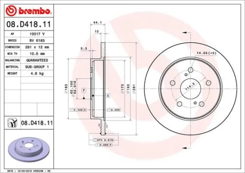 Stabdžių diskas BREMBO 08.D418.11