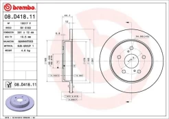 Stabdžių diskas BREMBO 08.D418.11 kaina