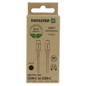 Swissten Soft 3A USB-C - USB-C Data and Charging Cable 1.2m kaina