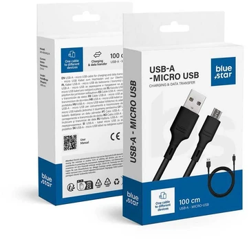 Blue Star Data Cable Mėlyna Star - USB A to micro USB 2A - juodas