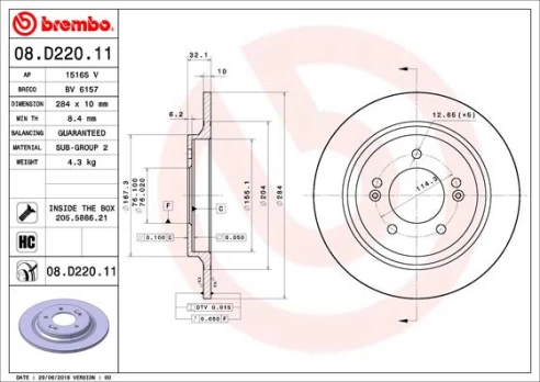 BREMBO 08.D220.11 Brake Disc