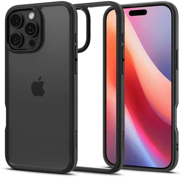 Dėklas Spigen Crystal Hybrid, matte juodas - iPhone 6.9" 2024
