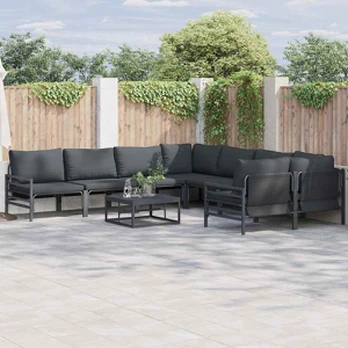 Sodo Sofų Rinkinys 9 pcs Antracito Plienas
