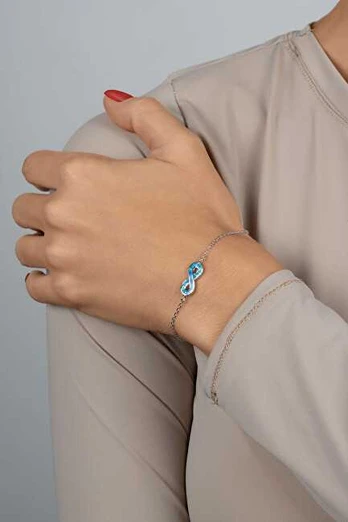 Brilio Silver Sidabrinė apyrankė su Mėlyna Opal Infinity BRC208WB