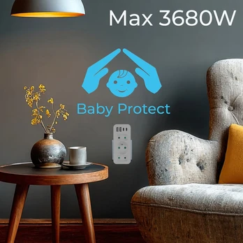 Gniazdko prądowe x3 + 4xUSB Maclean, rozgałęźnik su 3 gniazdami, 2xUSB A, 2xUSB C PD 20W, 1x16A + 2x6A, MCE248 F/W