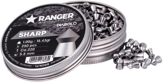 Śrut 5,5 mm RANGER Diabolo Sharp szpic 250 vnt. 1,00 g