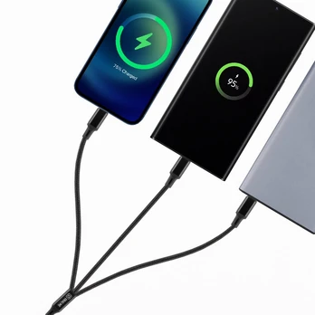 OBAL:ME 3in1 AllConnect Fast Charge USB-A USB-C, Lightning, Micro-USB Cable 1.2m Juodas